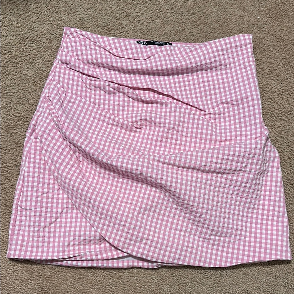 Worn once Zara Pink Gingham Women's Skirt
